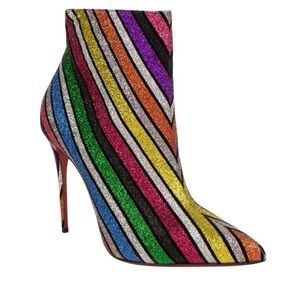 Christian Louboutin Colorful Striped Women's Ankle Boots
